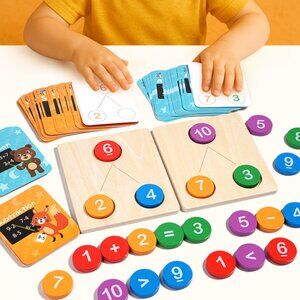 Wooden Counting Numbers Training Board Number Calculation Logical Thinking(1 Set